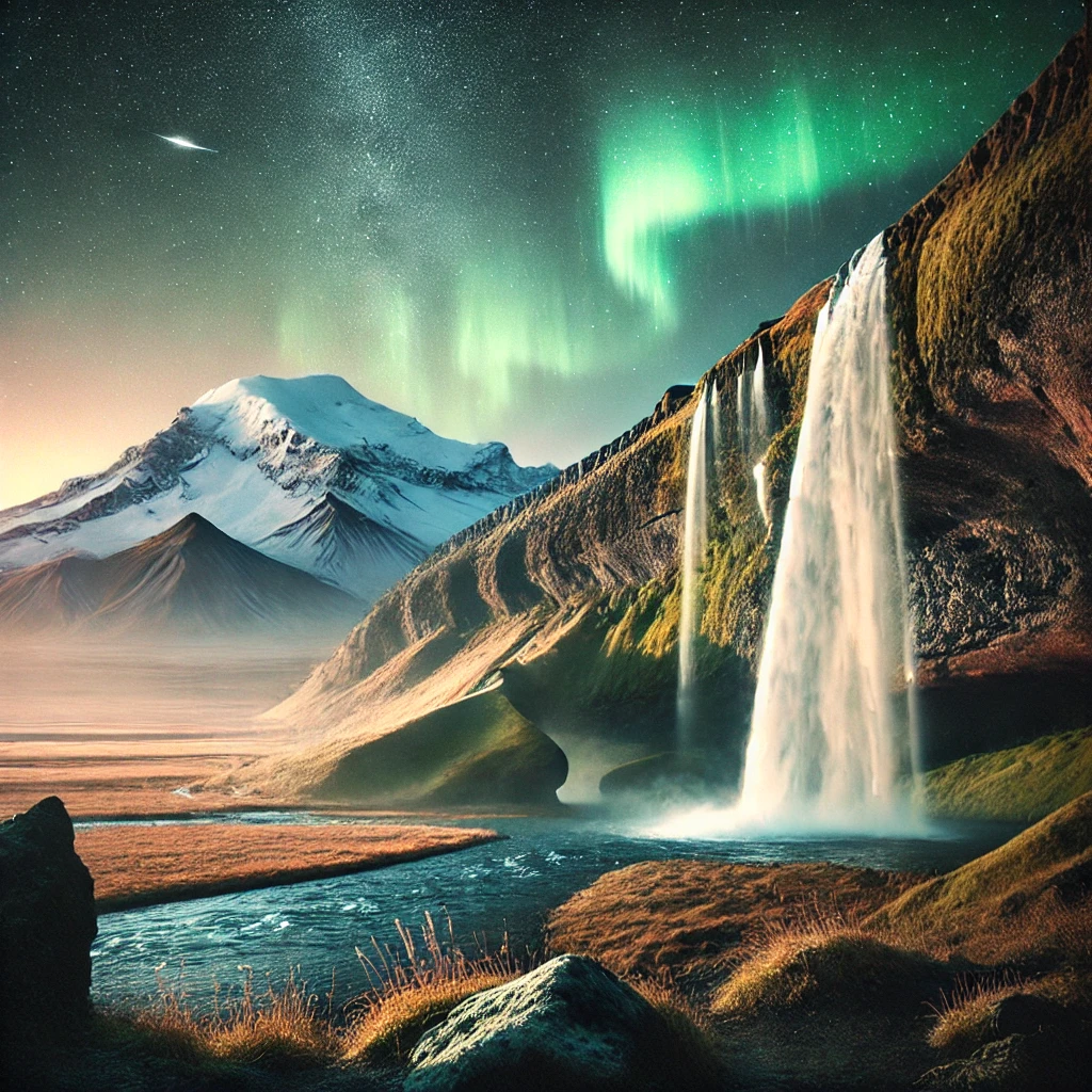 Naturaleza islandesa: Seljalandsfoss y aurora boreal